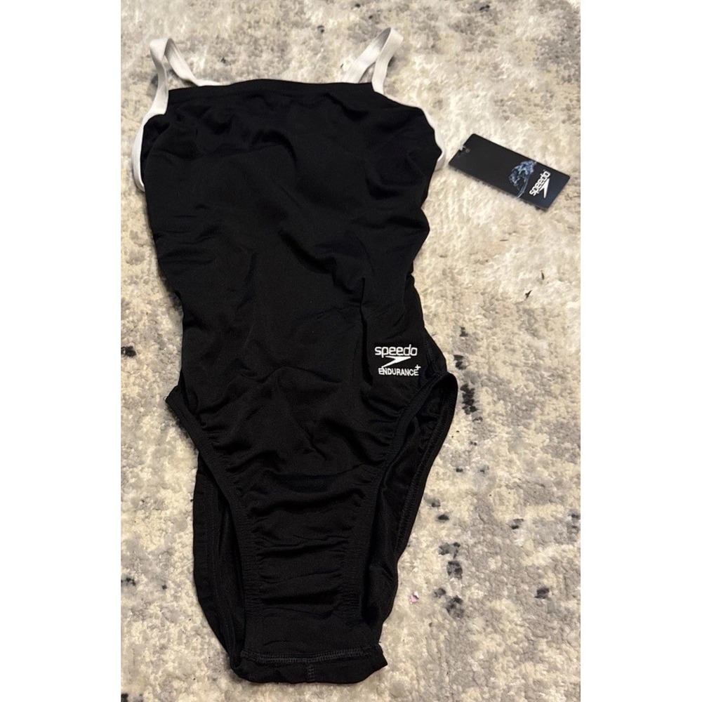 Speedo Women's Swimsuit One Piece Endurance Plus Womens Jr Sz 30 Black White